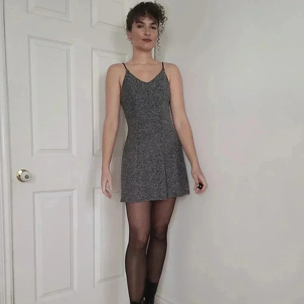 H&M mini dress in silver lurex